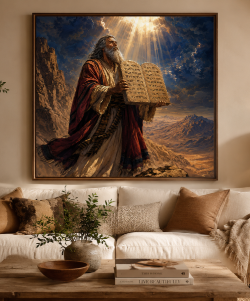 Moses Ten Commandments Wall Art Print | Biblical Scripture Decor | Christian Home Gift | Church Decor | Religious Art Poster | Holy Land