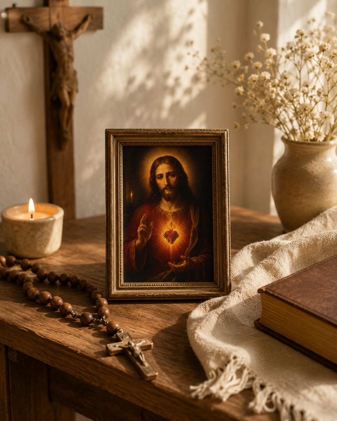 Sacred Heart of Jesus Mini Prayer Card Printable, Catholic 8x5 cm Devotional Icon, Baroque Jesus Holy Card, Pocket Altar Print, Digital Download - Image 4