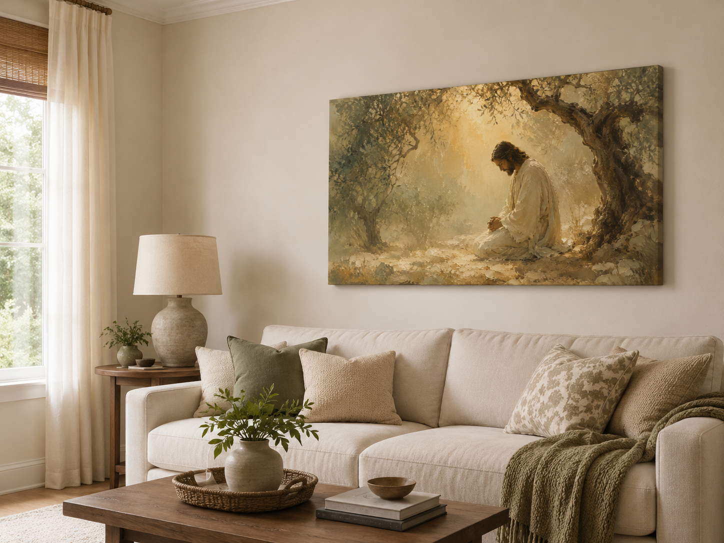 Jesus at Gethsemane Print, Christian Wall Art, Scripture Painting, Religious Home Decor, Holy Land Art, Faith Gift, Printable