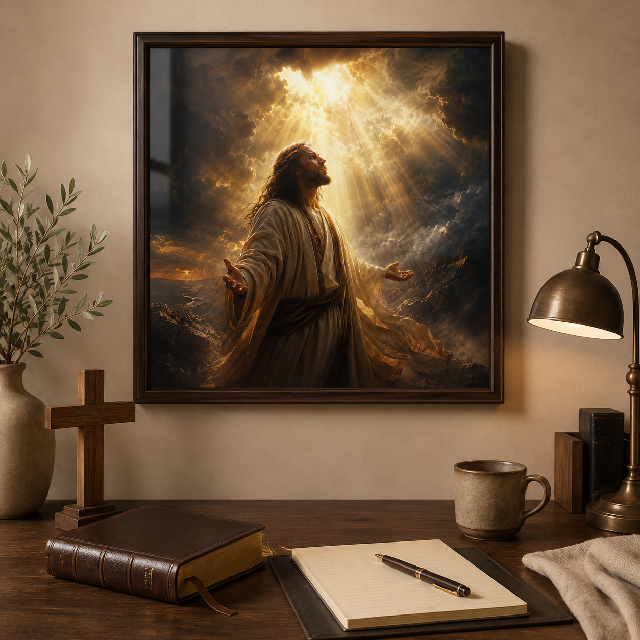Jesus Christ Storm Wall Art, Divine Light Christian Print, Cinematic Jesus Portrait, Catholic Printable Decor, Prayer Room Digital Download - Image 5