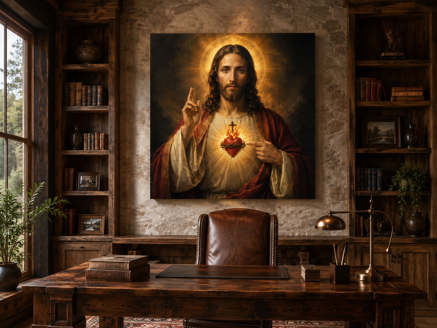 Sacred Heart of Jesus Wall Art, Catholic Jesus Printable, Sacred Heart Digital Download, Catholic Prayer Room Decor, Home Altar Print ז - Image 2