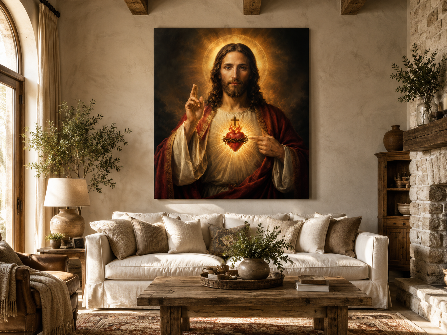 Sacred Heart of Jesus Wall Art, Catholic Jesus Printable, Sacred Heart Digital Download, Catholic Prayer Room Decor, Home Altar Print ז - Image 3