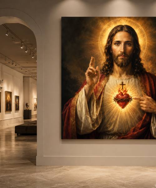 Sacred Heart of Jesus Wall Art, Catholic Jesus Printable, Sacred Heart Digital Download, Catholic Prayer Room Decor, Home Altar Print  ז
