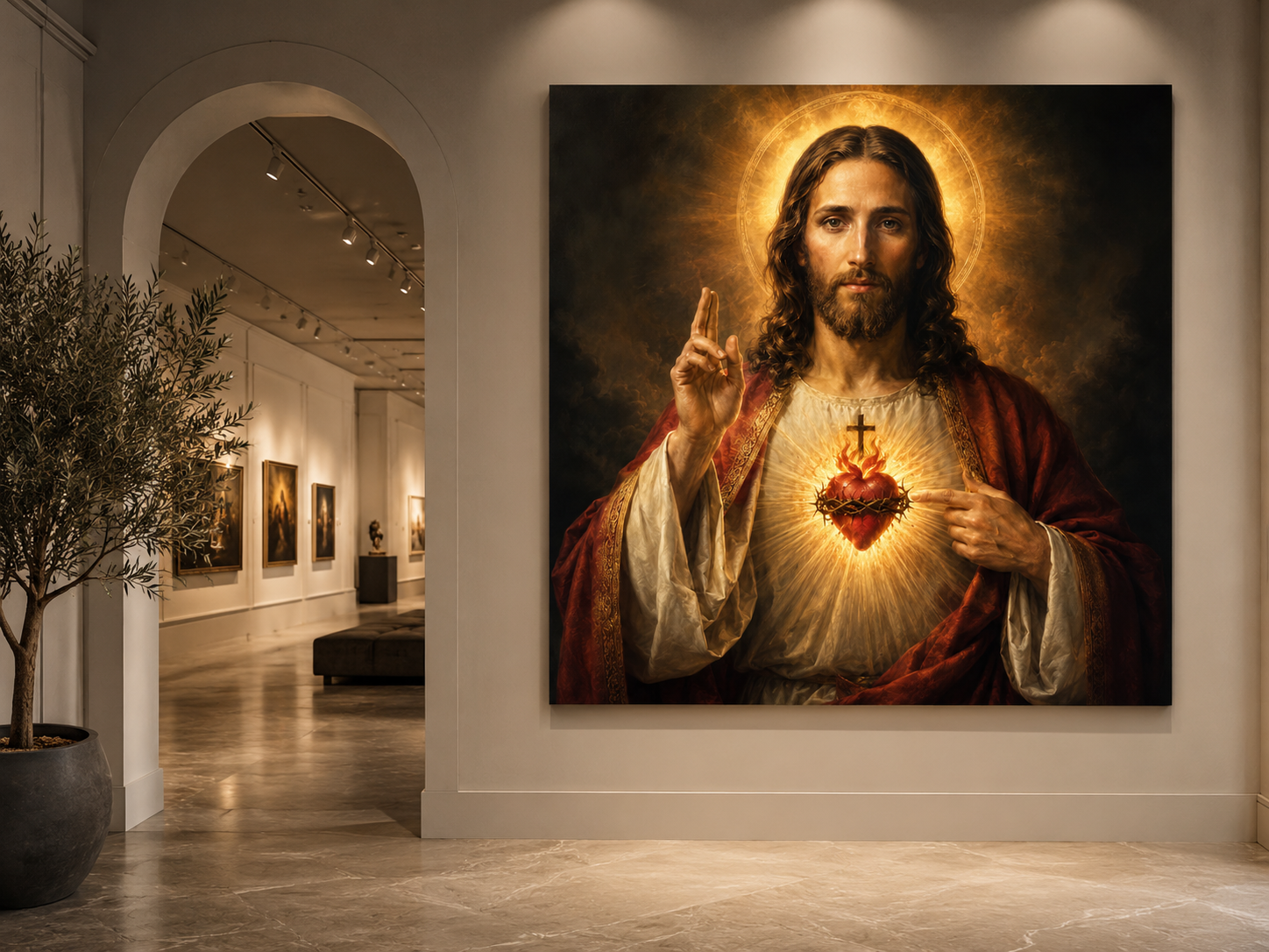 Sacred Heart of Jesus Wall Art, Catholic Jesus Printable, Sacred Heart Digital Download, Catholic Prayer Room Decor, Home Altar Print ז