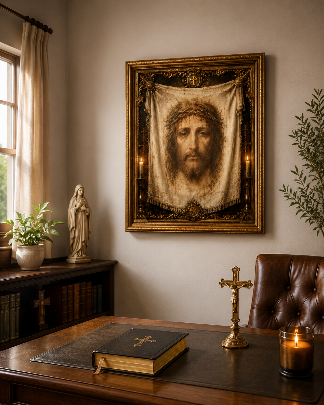 Veil of Veronica Print, Holy Face of Jesus Wall Art, Catholic Printable, Passion of Christ Art, Lent Prayer Corner Decor - Image 5