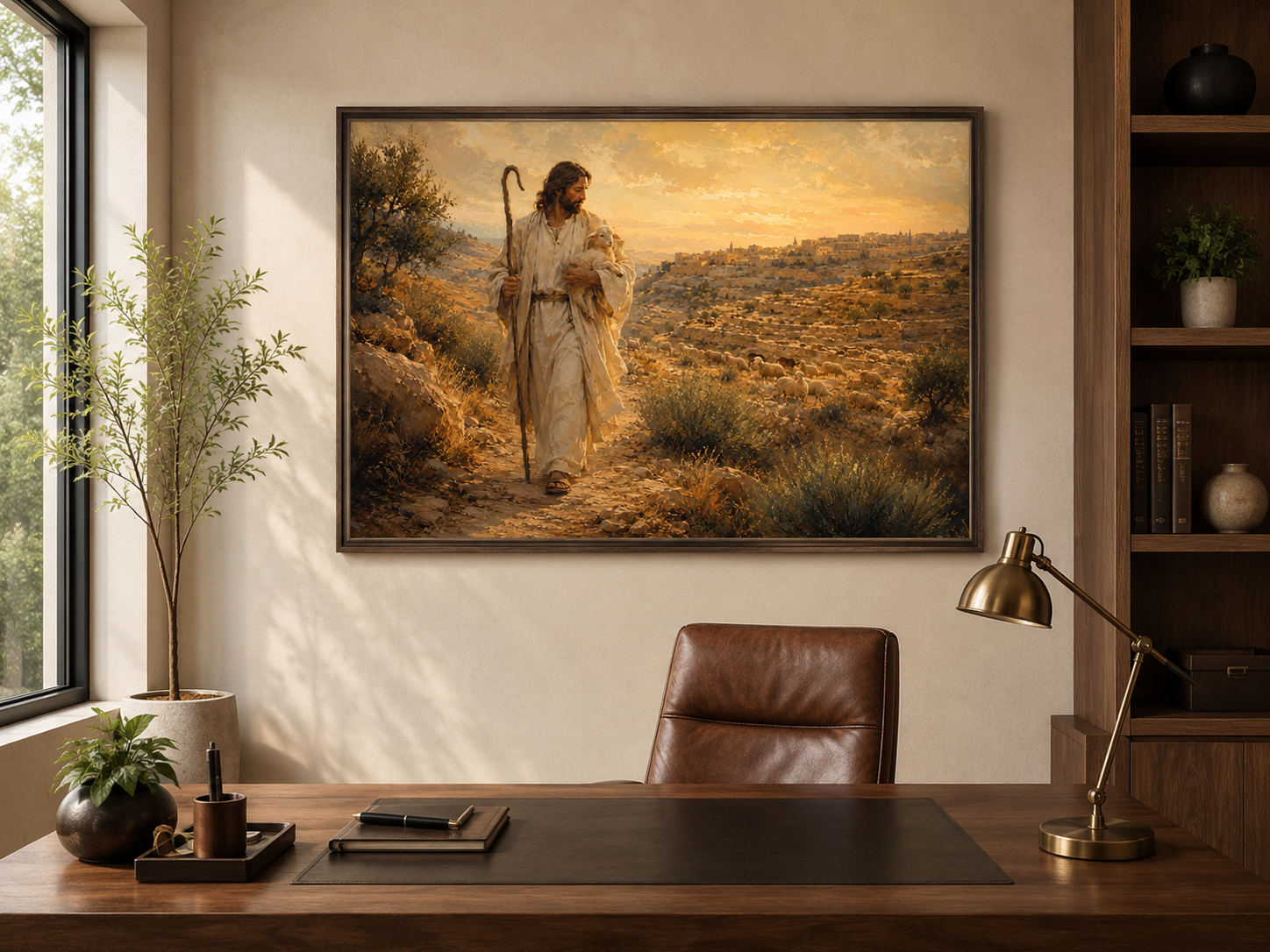 Good Shepherd Wall Art Print Jesus Carrying Lamb Judean Wilderness Christian Home Decor Bible Verse Gift Religious Painting Printable - Image 2