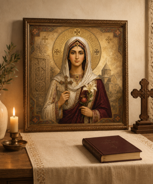 St Hripsime Armenian Saint Icon, Armenian Woman Saint Print, Orthodox Christian Wall Art, Sacred Armenian Icon JPG Download