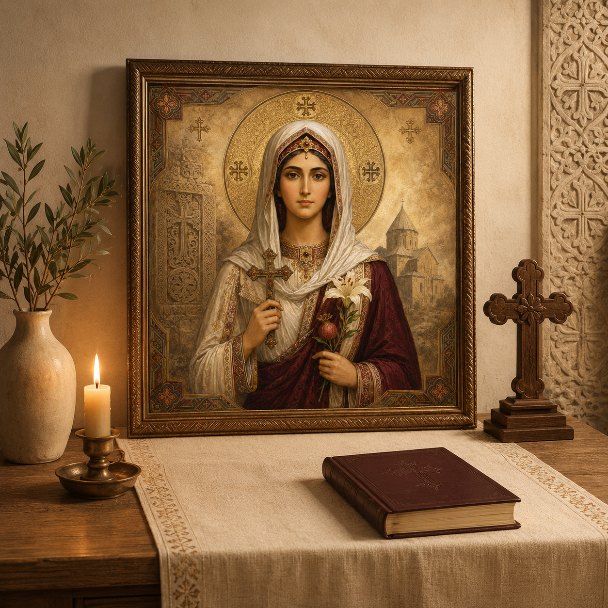 St Hripsime Armenian Saint Icon, Armenian Woman Saint Print, Orthodox Christian Wall Art, Sacred Armenian Icon JPG Download