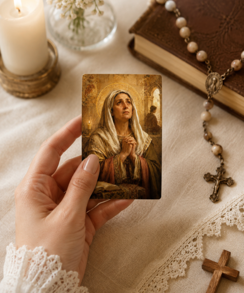 Saint Monica Prayer Card Printable, St Monica Mini Icon, Patron Saint of Mothers, Catholic Mom Gift, Prayer for Conversion, 5x8 Digital Download