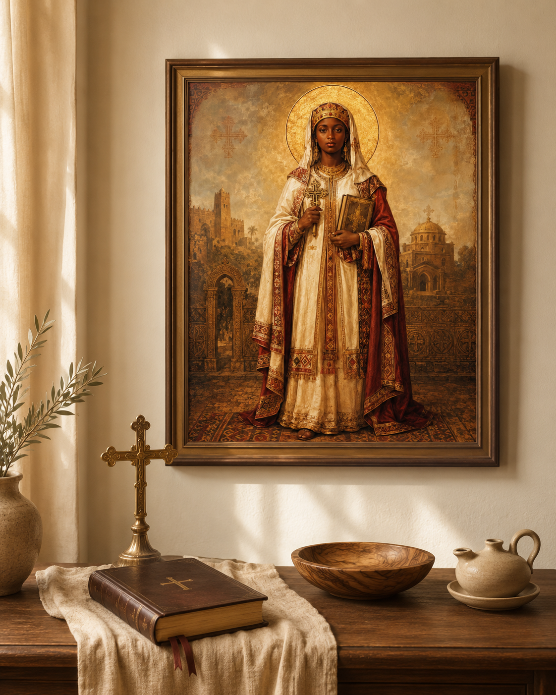 Saint Ephigenia of Ethiopia Icon Print, African Catholic Saint Art, Ethiopian Orthodox Wall Decor, Iphigenia Digital Download - Image 4