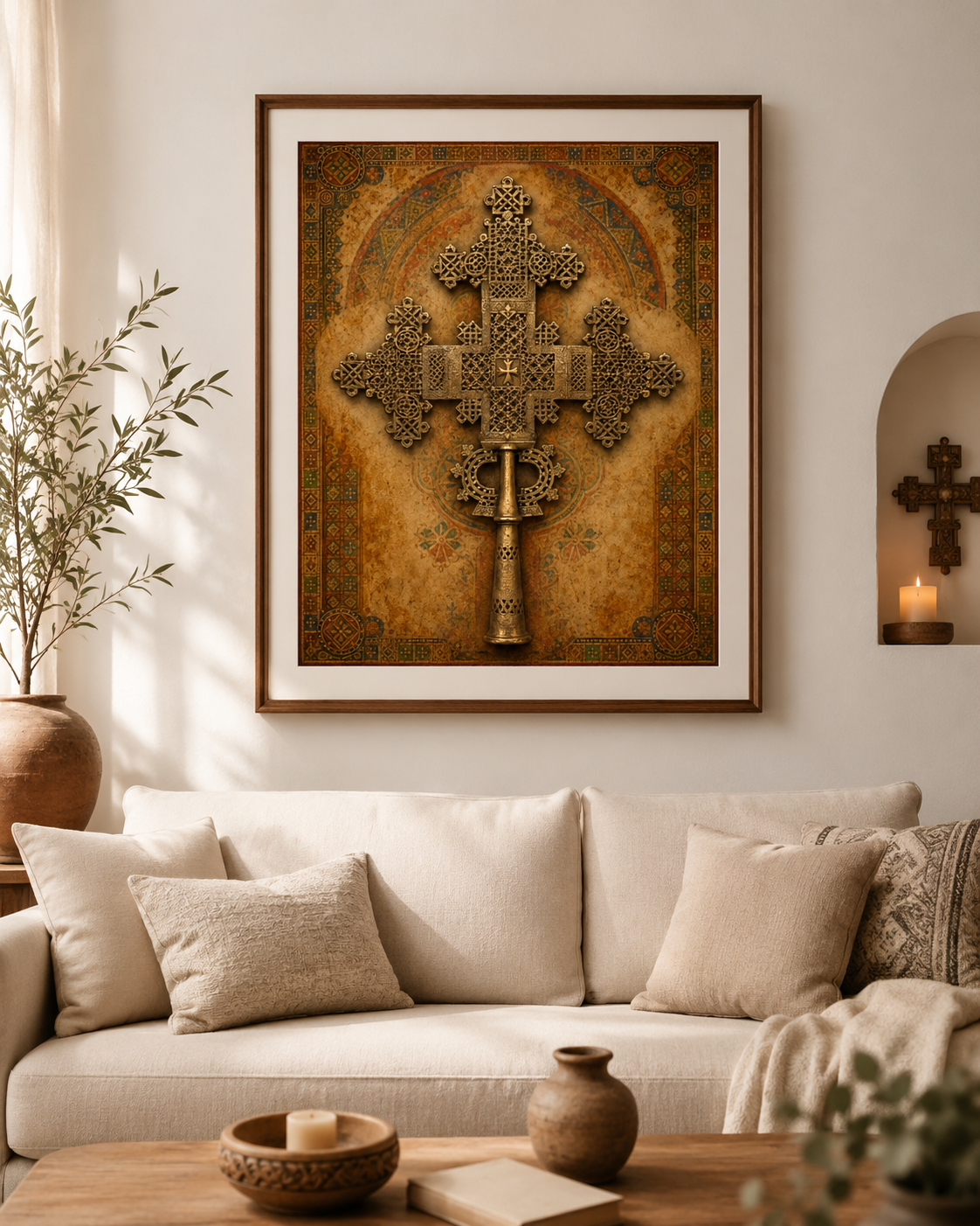 Ethiopian Orthodox Cross Printable Wall Art, Tewahedo Processional Cross Digital Download, Habesha Eritrean Christian Decor, African Sacred Art - Image 3