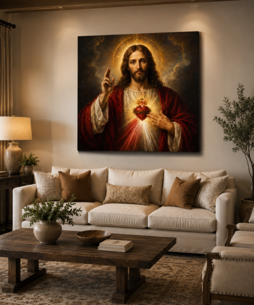 Sacred Heart Jesus Printable Art, Catholic Gift for Prayer Room, Divine Mercy Wall Decor, Christian Digital Download