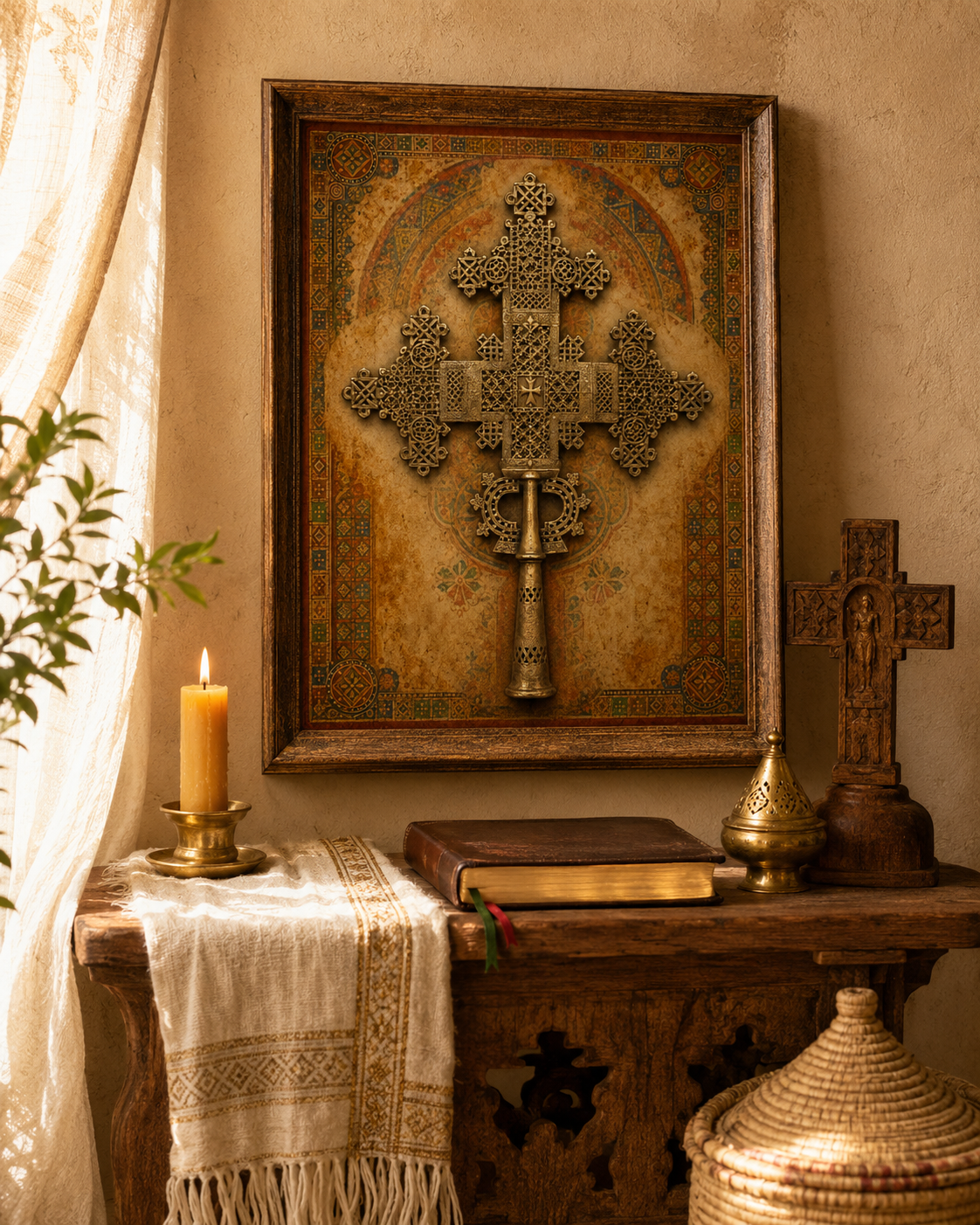 Ethiopian Orthodox Cross Printable Wall Art, Tewahedo Processional Cross Digital Download, Habesha Eritrean Christian Decor, African Sacred Art - Image 4