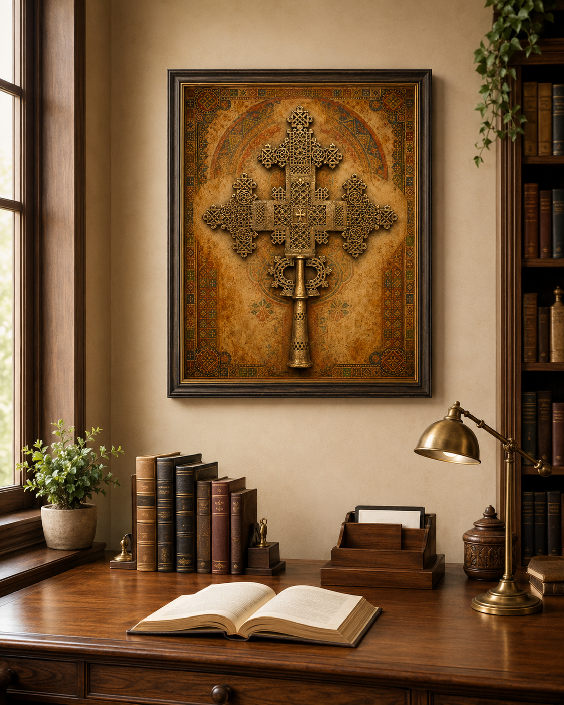 Ethiopian Orthodox Cross Printable Wall Art, Tewahedo Processional Cross Digital Download, Habesha Eritrean Christian Decor, African Sacred Art - Image 5