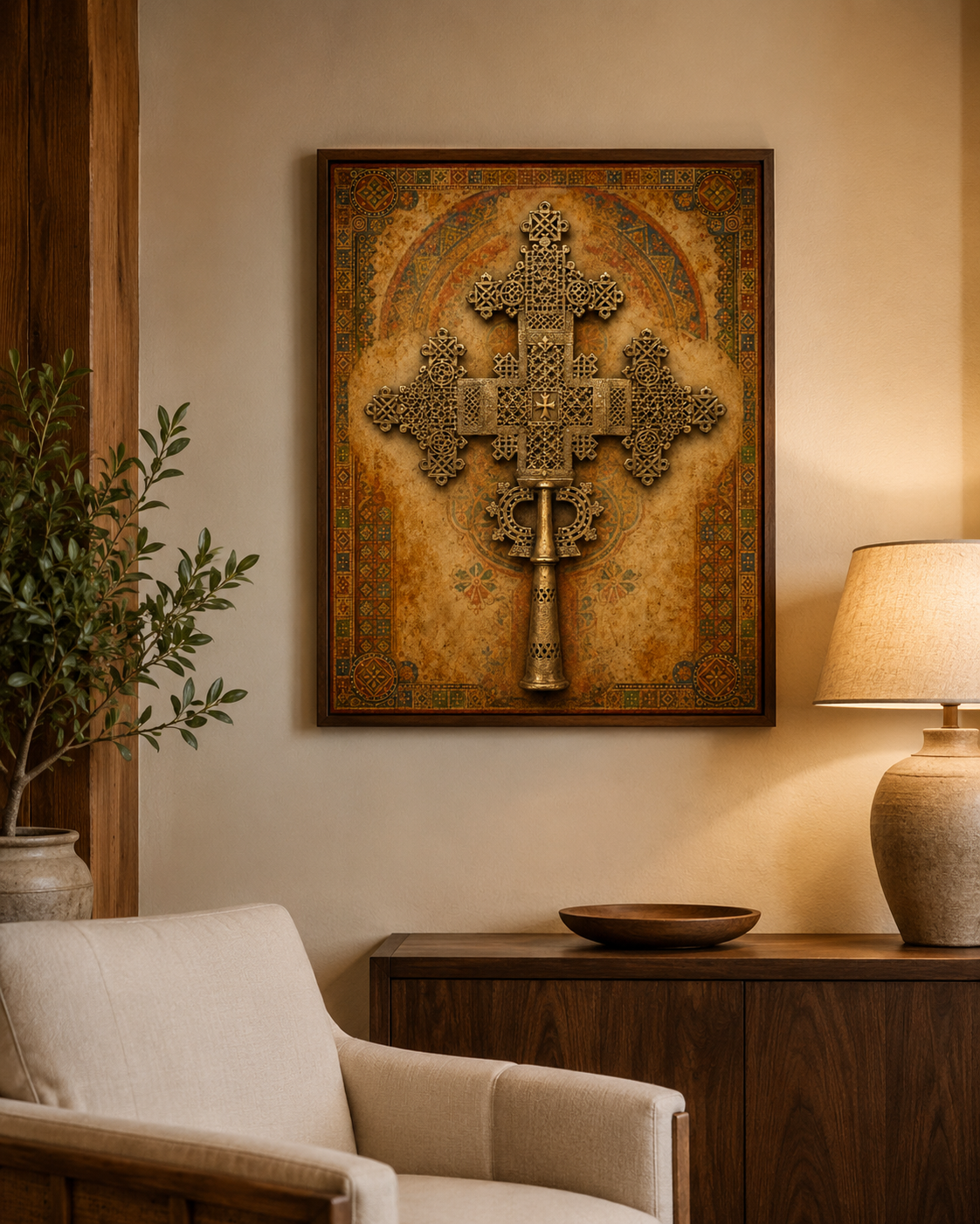 Ethiopian Orthodox Cross Printable Wall Art, Tewahedo Processional Cross Digital Download, Habesha Eritrean Christian Decor, African Sacred Art