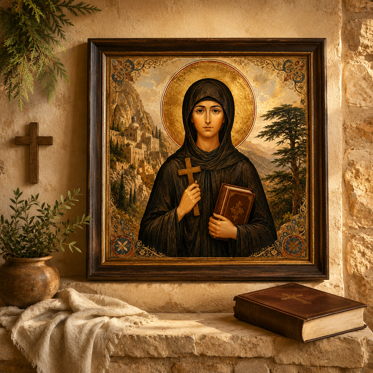 Saint Marina the Monk Icon Print, St Marinos Wall Art, Marina the Ascetic, Orthodox Coptic Maronite Christian JPG - Image 2
