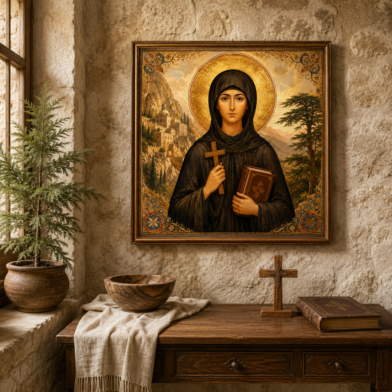 Saint Marina the Monk Icon Print, St Marinos Wall Art, Marina the Ascetic, Orthodox Coptic Maronite Christian JPG - Image 3