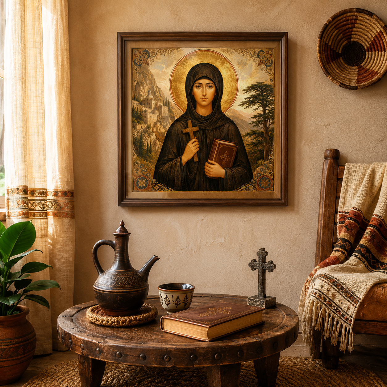 Saint Marina the Monk Icon Print, St Marinos Wall Art, Marina the Ascetic, Orthodox Coptic Maronite Christian JPG
