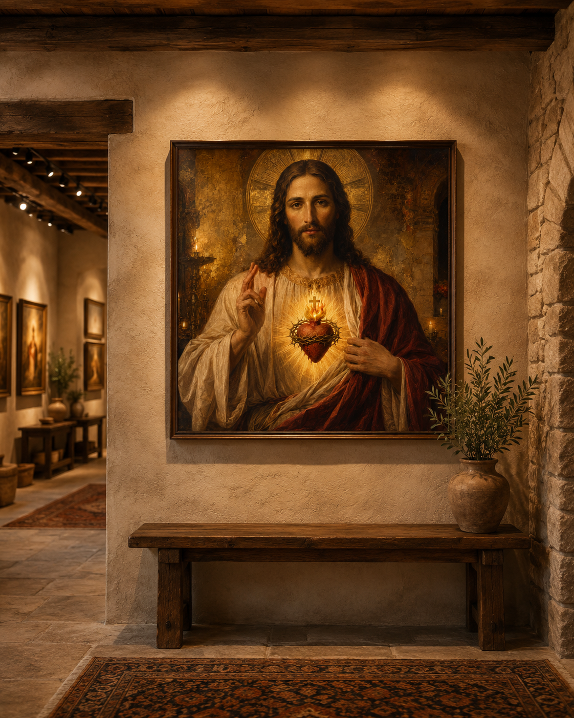 Most Sacred Heart of Jesus Print, Catholic Devotional Wall Art, Byzantine Icon Style, Printable Jesus Portrait - Image 2