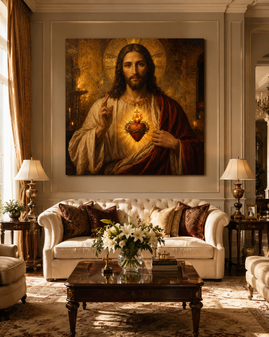 Most Sacred Heart of Jesus Print, Catholic Devotional Wall Art, Byzantine Icon Style, Printable Jesus Portrait - Image 4