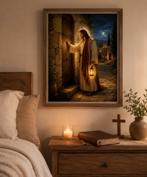 Jesus at the Door Wall Art, Revelation 3:20 Printable, I Am the Door John 10:9, Christian Entryway Decor, House Blessing Gift