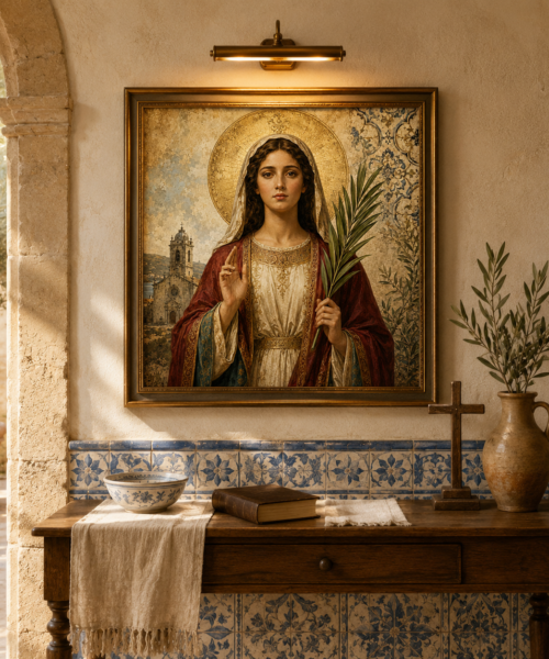 Saint Quiteria Catholic Print, Rare Portuguese Saint Art, Virgin Martyr Wall Decor, Iberian Icon Printable, Prayer Corner Digital Download