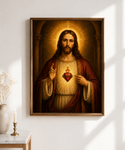Sacred Heart of Jesus Home Enthronement Print, Catholic Wall Art Printable, Jesus Prayer Room Decor, 8x10 Home Altar Art