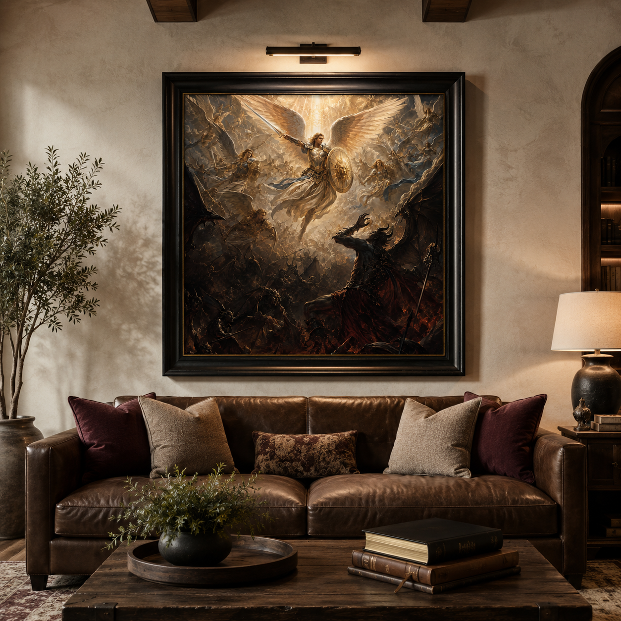 Spiritual Warfare Wall Art, Archangel Michael vs Satan Print, Good vs Evil Christian Art, Angel Battle Digital Download