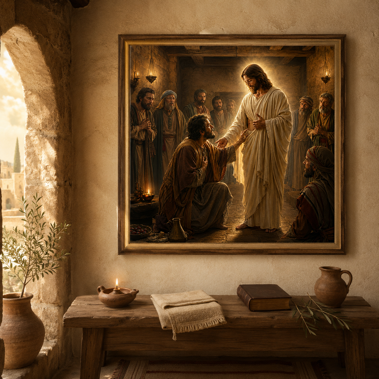 Christ Appearing to Thomas Wall Art, My Lord and My God Print, Faith After Doubt Christian Decor, Resurrection Jesus Art - Image 4