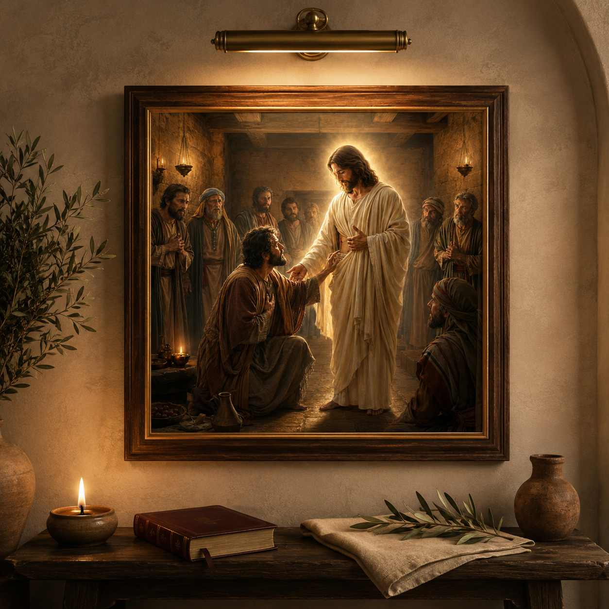 Christ Appearing to Thomas Wall Art, My Lord and My God Print, Faith After Doubt Christian Decor, Resurrection Jesus Art