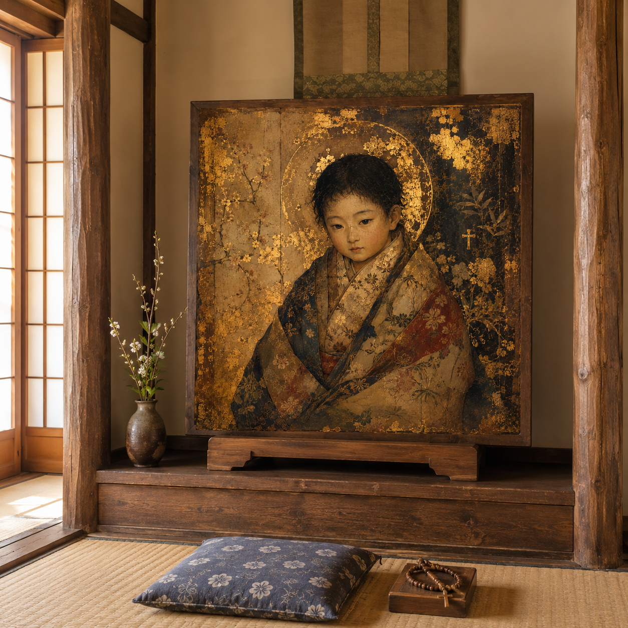 Kakure Kirishitan Christ Child Print, Japanese Christian Wall Art, Hidden Christians of Japan Icon, Maria Kannon Inspired Digital Download - Image 3