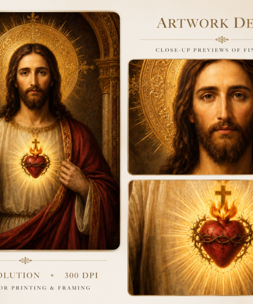 Sacred Heart of Jesus Wall Art, Catholic Home Altar Print, Jesus Printable Art, Prayer Room Decor, Royal Chapel Print