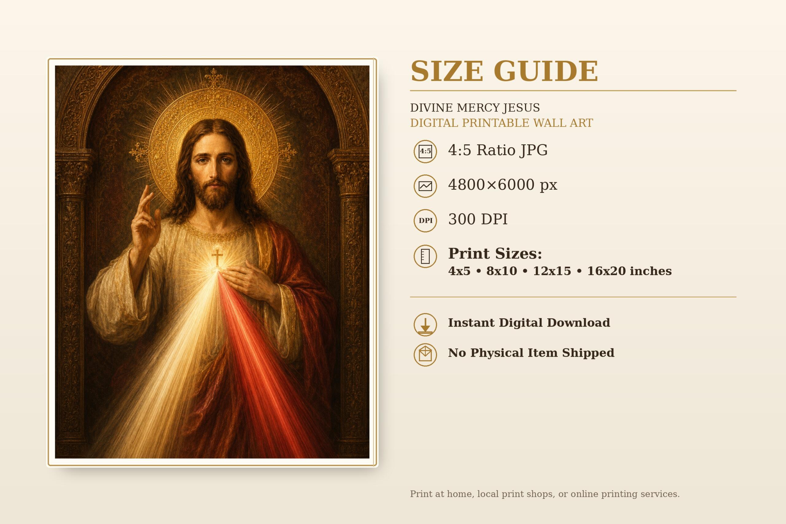 Divine Mercy Jesus Wall Art, Catholic Printable Download, Jesus I Trust in You Print, Home Altar Prayer Room Decor - Image 5