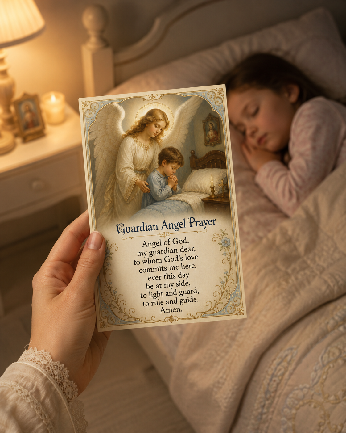 Guardian Angel Prayer Card for Children, Catholic Kids Prayer Printable, Angel of God Bedtime Holy Card, Baptism First Communion Gift