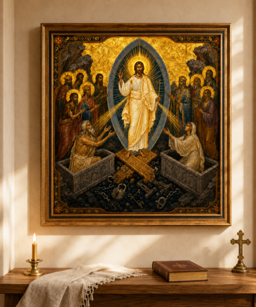 Christ the Victor over Hades Print, Anastasis Icon, Orthodox Resurrection Icon, Byzantine Pascha Wall Art, Harrowing of Hades Digital Download
