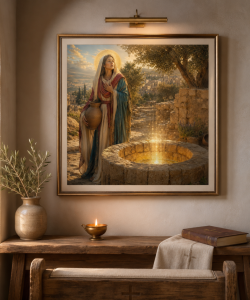 Saint Photini at Jacob’s Well Print, Samaritan Woman Icon, Orthodox Christian Wall Art, Living Water Bible Art, Digital Download JPG