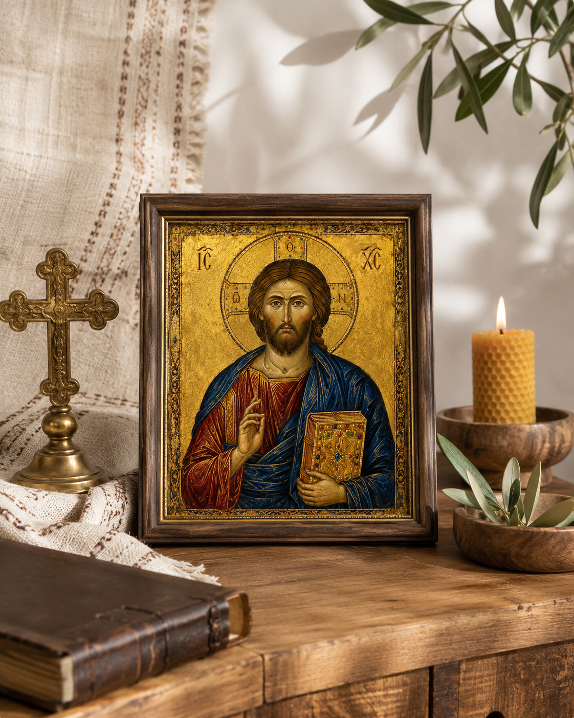 Christ Pantocrator Icon Printable, Byzantine Jesus Wall Art, Orthodox Catholic Sacred Art, Gold Christian Icon Digital Download JPG - Image 5