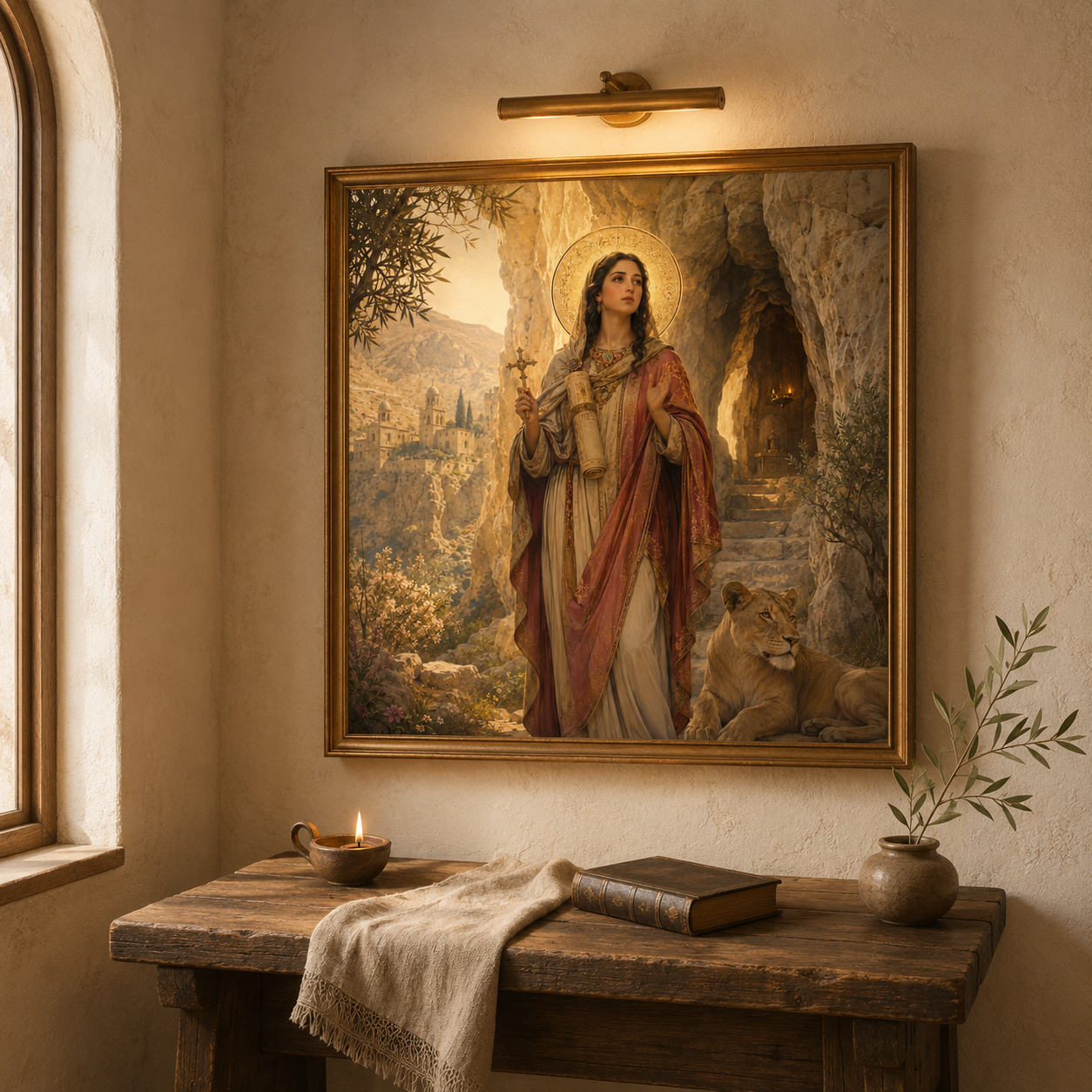 Saint Thecla Icon Digital Download, St Thekla Orthodox Wall Art, Protomartyr Saint Print, Byzantine Christian Art, Lion Cave Icon - Image 6
