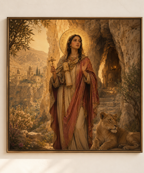 Saint Thecla Icon Digital Download, St Thekla Orthodox Wall Art, Protomartyr Saint Print, Byzantine Christian Art, Lion Cave Icon