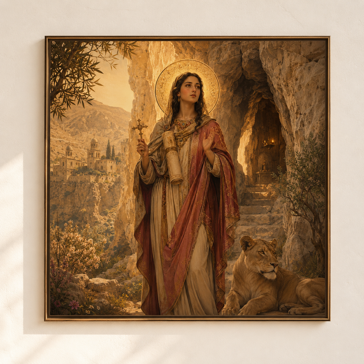 Saint Thecla Icon Digital Download, St Thekla Orthodox Wall Art, Protomartyr Saint Print, Byzantine Christian Art, Lion Cave Icon