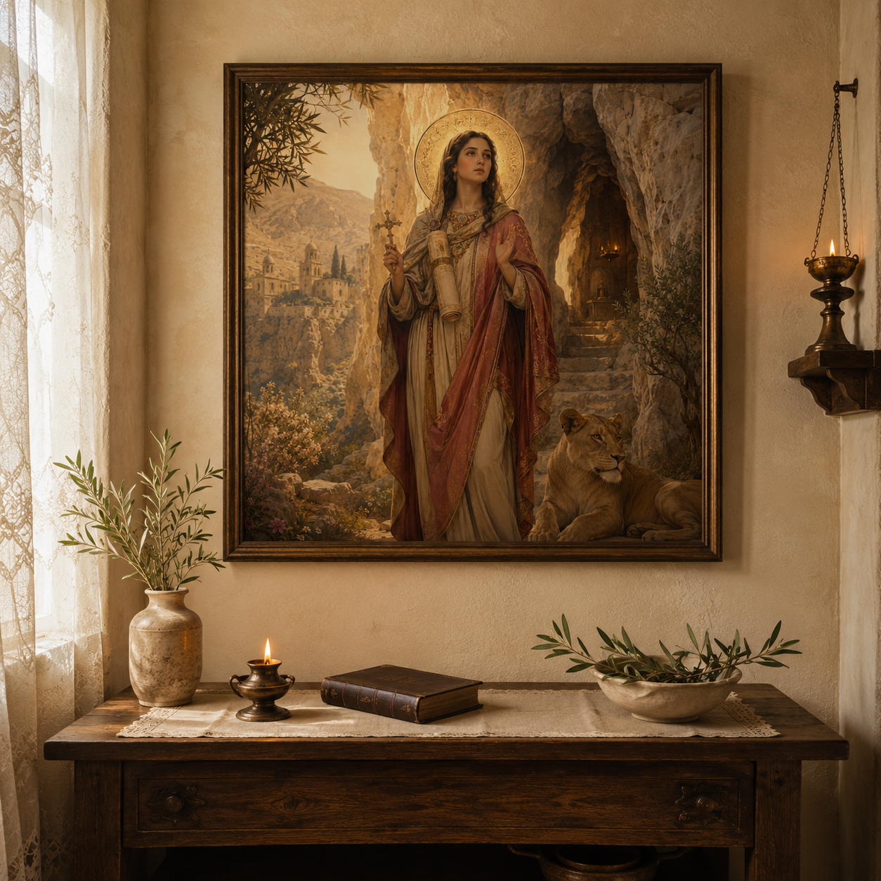 Saint Thecla Icon Digital Download, St Thekla Orthodox Wall Art, Protomartyr Saint Print, Byzantine Christian Art, Lion Cave Icon - Image 4