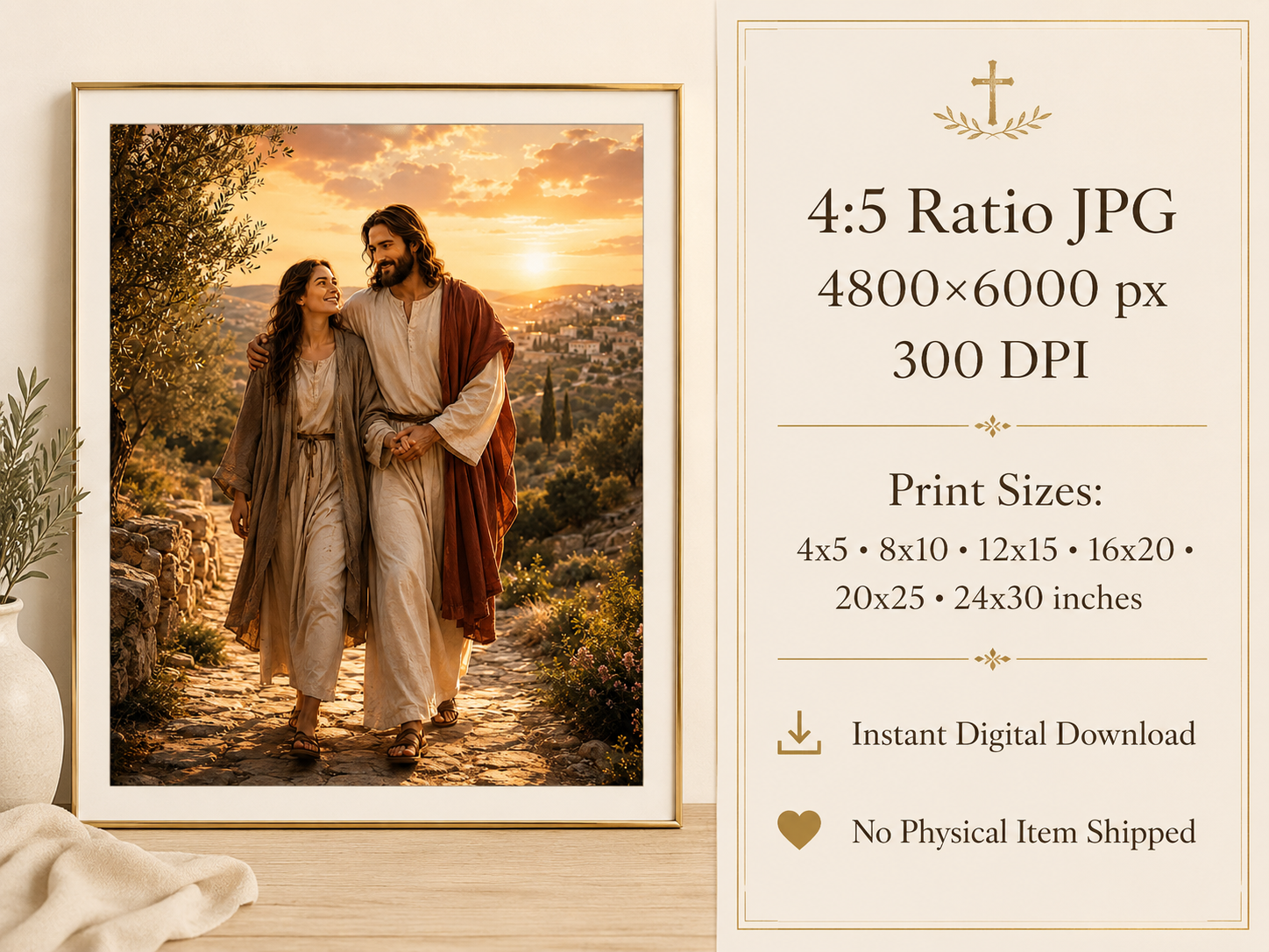 Jesus Walking With Me Print, Christian Wall Art Digital Download, Walk With Christ Printable, Holy Land Devotional Art - Image 4