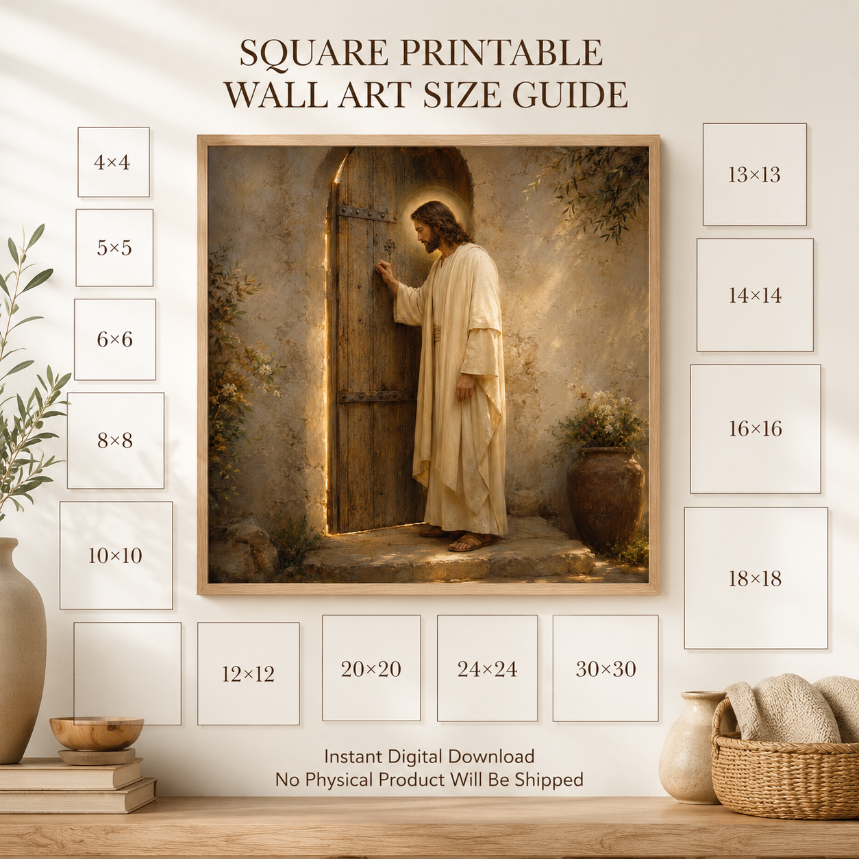 Jesus Knocking at the Door Print, Revelation 3:20 Wall Art, Christian Farmhouse Decor, Jesus Oil Painting Printable, Entryway Prayer Room Art - Image 4