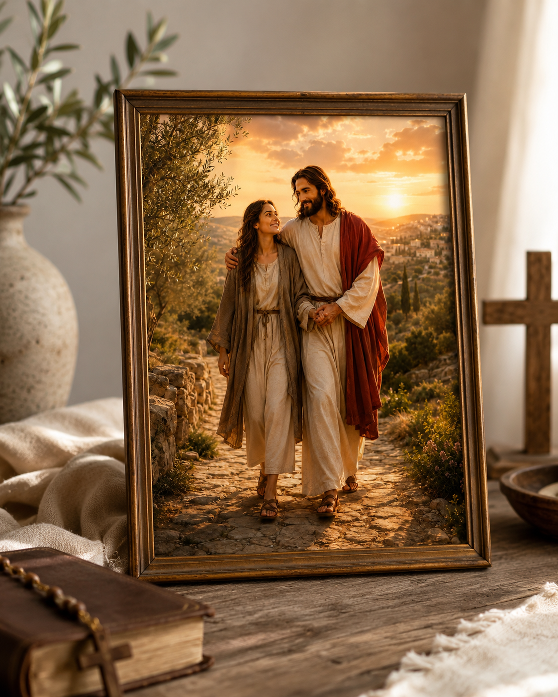 Jesus Walking With Me Print, Christian Wall Art Digital Download, Walk With Christ Printable, Holy Land Devotional Art - Image 5