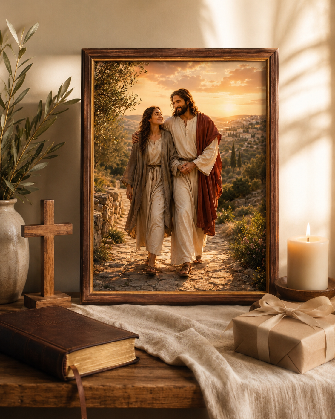Jesus Walking With Me Print, Christian Wall Art Digital Download, Walk With Christ Printable, Holy Land Devotional Art - Image 6