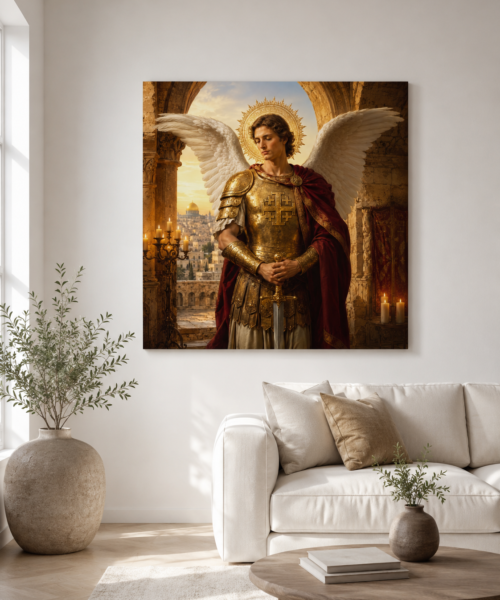 St Michael the Archangel Wall Art, Catholic Archangel Michael Print, Holy Land Inspired Christian Art, Jerusalem Angel Portrait, Digital Download