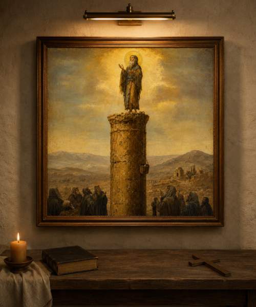 Saint Symeon the Stylite Icon, Orthodox Christian Wall Art, Pillar Saint Print, Desert Father Digital Download, Byzantine Monk Prayer Art