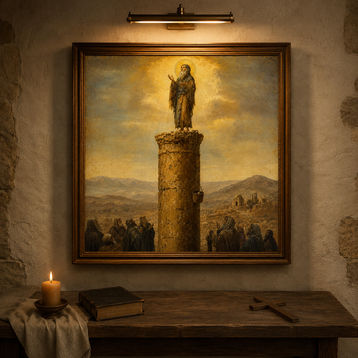 Saint Symeon the Stylite Icon, Orthodox Christian Wall Art, Pillar Saint Print, Desert Father Digital Download, Byzantine Monk Prayer Art