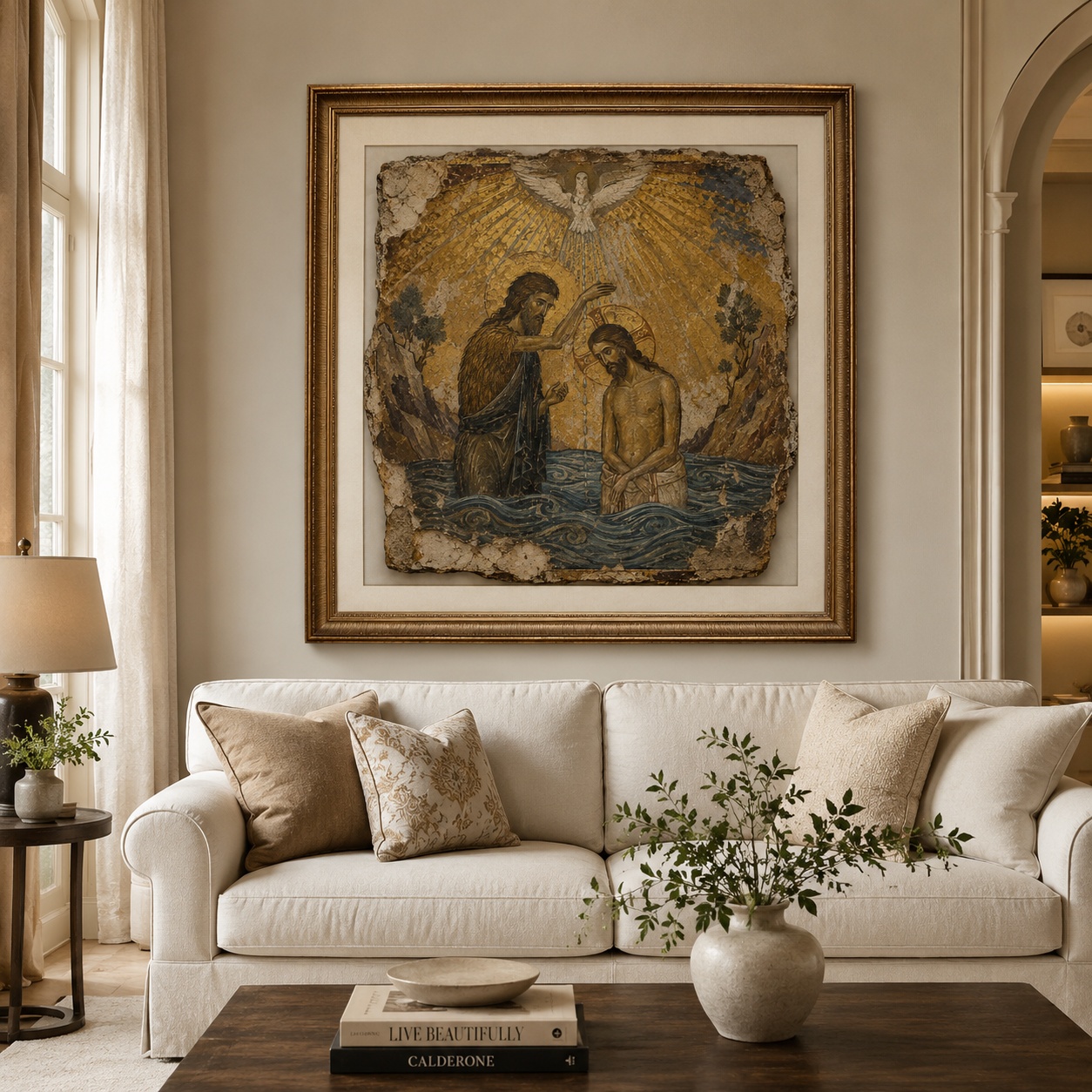 Byzantine Baptism of Jesus Icon Art Print — Holy Land Digital Download · 4000×4000px 300 DPI · Christian Wall Art · Orthodox Icon · Jordan River