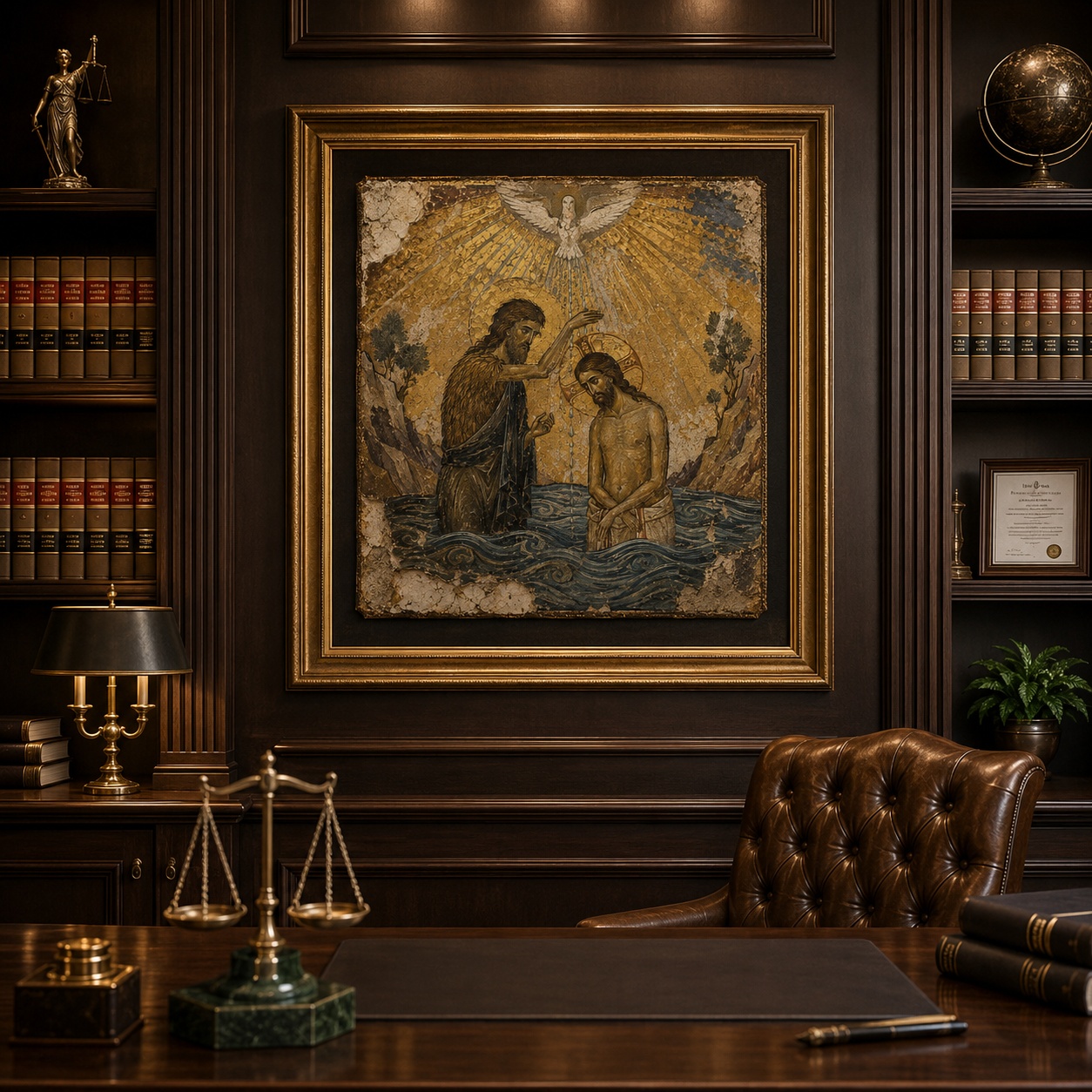 Byzantine Baptism of Jesus Icon Art Print — Holy Land Digital Download · 4000×4000px 300 DPI · Christian Wall Art · Orthodox Icon · Jordan River - Image 3